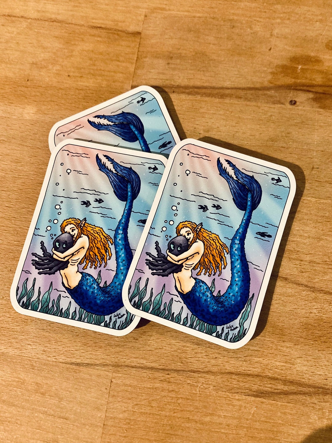 Hugging Octopus Magnet Magnet With a Mermaid Hugging an Octopus - Etsy