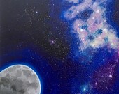 Tableau acrylique sur toile vue spatiale Lune d'ailleurs