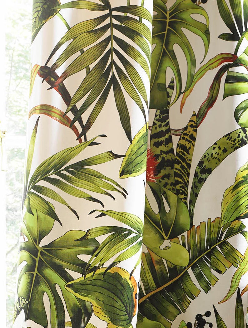 Botanical Curtains & Roman Roller Blinds in Palm Jungle - Etsy UK
