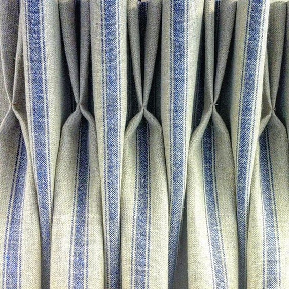 Linen Striped Curtains Roman Blinds In Flax Natural Grain Etsy