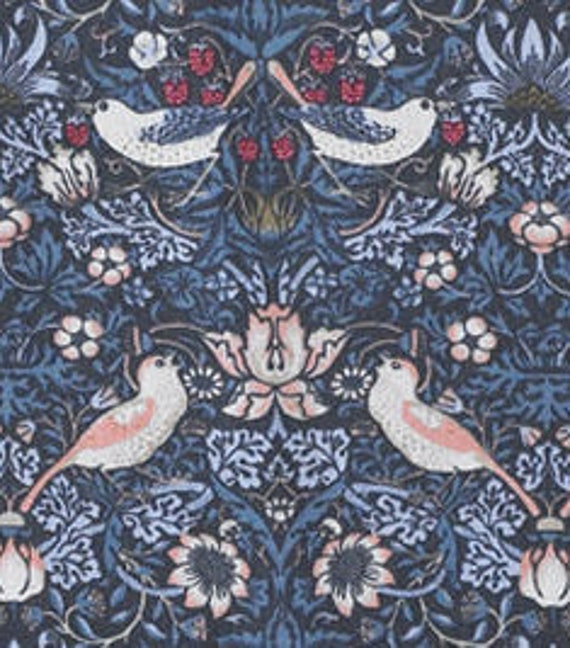 William Morris Strawberry Thief Fully Lined Curtains /& Tie Backs In Crimson