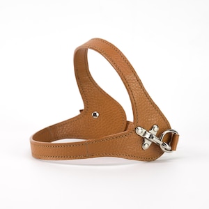 Leather dog harness tan color, handmade in Italy, custom fit, step-in