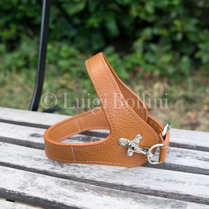 Dog harness, made in soft genuine Italian leather, color Beige