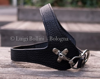 Dog harness, made in soft genuine Italian leather, black color