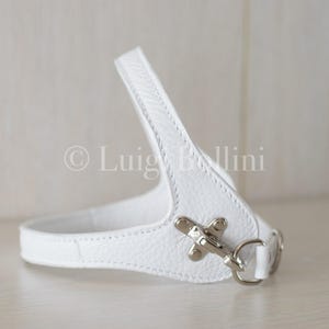 Dog harness, white soft genuine Italian leather,