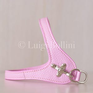 Harnais pour chien en cuir rose
