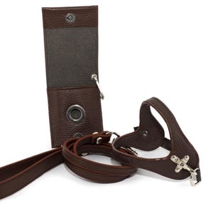 Leather dog harness and leash set brown tan color handmade Italian leather custom adjustable elegant design Brown