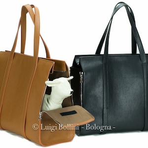 Larg dog carrier, genuine Italian leather