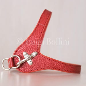 Dog harness red leather