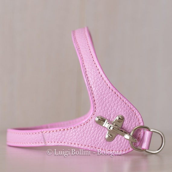 Dog Harness Made in Soft Genuine Italian Leather Pink Color Etsy