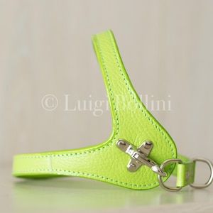 Dog harness made in genuine Italian leather, green color