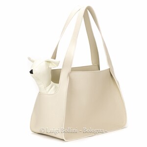 trasportino per cani in pelle colore crema