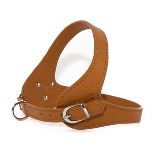 Leather dog harness and leash set brown tan color handmade Italian leather custom adjustable elegant design image 5