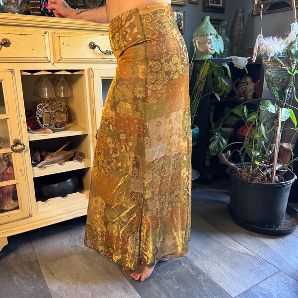 90s gold maxi skirt