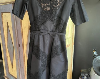 50s Black Chantilly lace dress