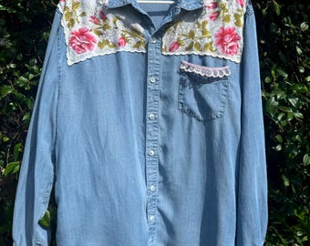 Upcycled denim shirt