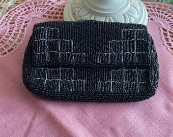 Vintage beaded clutch with mirror