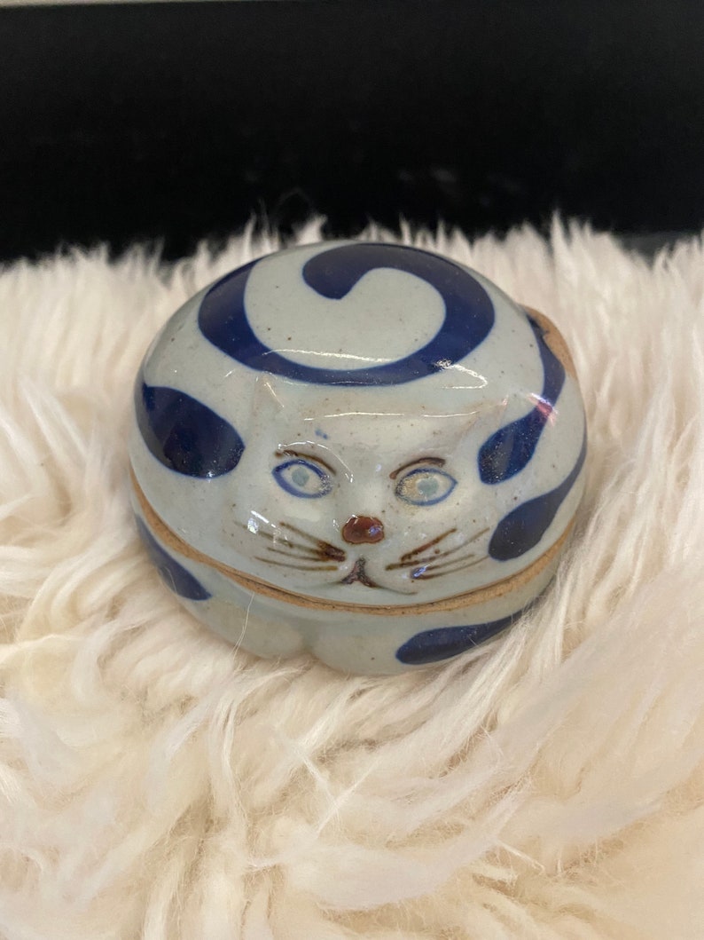 Takahashi Ceramic Cat Trinket Box Etsy