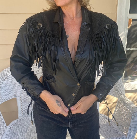 Vintage leather tassels jacket