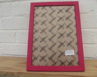 A4 Picture Frame/ Photo Frame/ Certificate Frame/Hardwood/Solid Ash/Handpainted in Pink/Finished in Clear Wax/Retro Vintage Style.