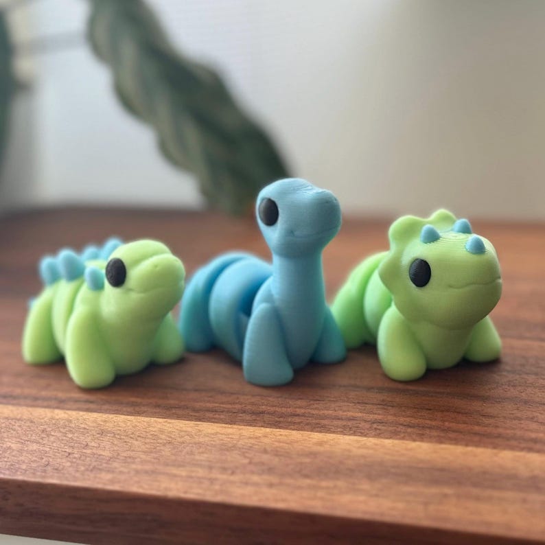 Glow in the Dark Baby Dinosaur Fidget Toy 3pack 3D Printed Articulated