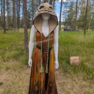 CUSTOM ORDER Burlap chap crochet hood oversized hood *With green*