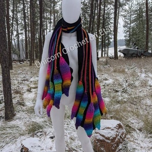 Ready to ship super cozy rainbow embossed Phoenix feathers scarf rainbow feathers pride festival fashion