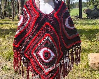 READY TO SHIP vampire evil eye poncho one of a kind dark witch statement piece gothic festival wear