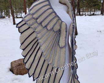 CUSTOM ORDER angel wing shawl cozy warm feather shawl Unicorn Crochet Crafty Intentions