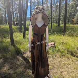 Custom order Burlap chap crochet hood oversized hood