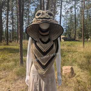 Custom order Burlap chap oleander hood cozy warm hooded scarf
