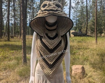 Custom order Burlap chap oleander hood cozy warm hooded scarf