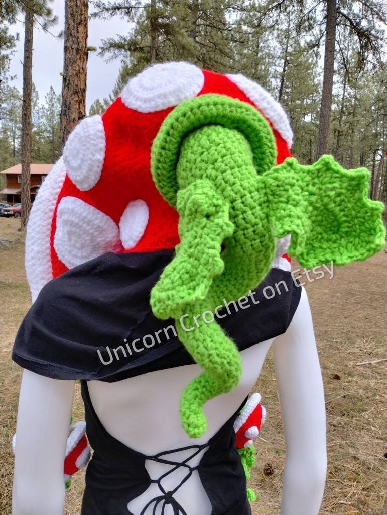 Handmade Piranha Plant Crochet Hood