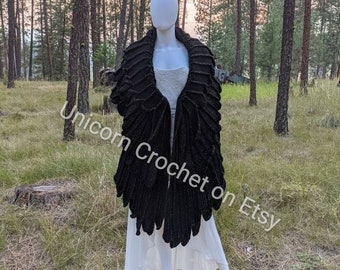 Custom order Unicorn Crochet Wing Shawl crafty intentions wings rainbow pastel black angel fairy fae wings