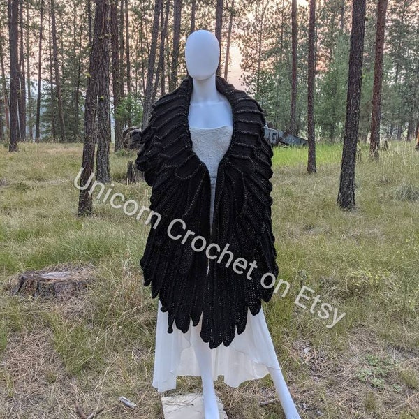 Custom order Unicorn Crochet Wing Shawl crafty intentions wings rainbow pastel black angel fairy fae wings