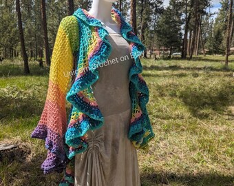CUSTOM ORDER gorgeous mandala jacket pastel rainbow boho jacket belled sleeves