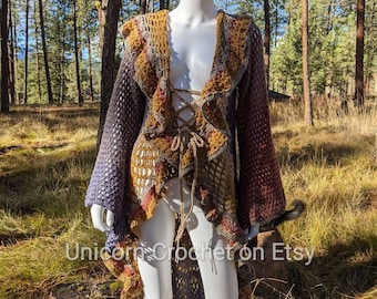 Made to order Unicorn Crochet Lotus Mandala Duster Morale Fiber pattern ooak handmade crochet festival fashion