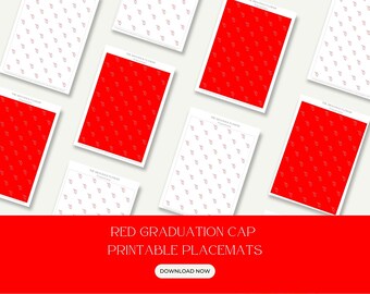 Red School Color Graduation Placemats, Red Graduation Party Supplies, Graduation Table Decor, Class of 2023, Digital