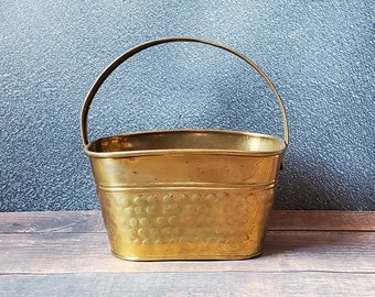 Vintage Brass Basket/ Brass Planter/ Brass Cauldron/ Brass Bucket/ Brass Basket/ Succulent Planter/ Small Brass Decor/ Gold Basket/ Handle