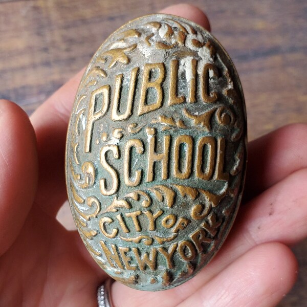 NYC Public School Door Knob/ Antique New York Door Knob/New York City Door Knob/ Antique Brass Door Knob/ NY Doorknob/ New York Antique