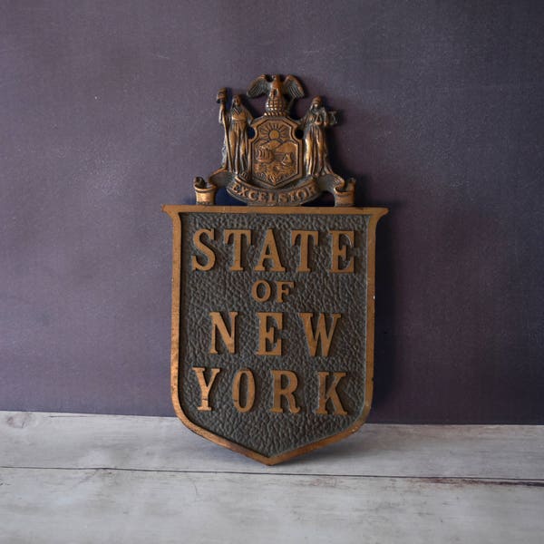 Reserved for Andrew/ New York Antiques/ New York Architecture/ New York Plaque/ NYC / New York City Collectible/ Brass Wall Hanging
