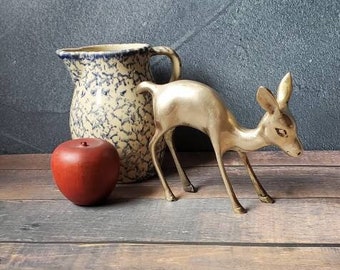 Christmas Deer Statue/ Large Brass Deer/ Brass Doe/ Brass Deer Figurine/ Deer Decor/Fawn/ Brass Deer/ Fawn Sculpture/ Mid Century Brass