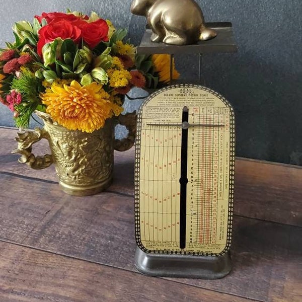 Deluxe Supreme Postal Scale/ Scale Mail/ Vintage Postage Scale/ Vintage 1950s Scale/ Made in New York/ Kitchen Scale/ Rustic Scale