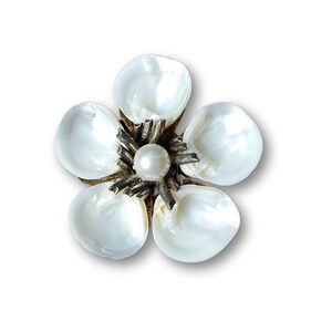 Antique Pearl and Shell Floral Brooch Pin