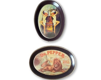 Cola Tray Collectible/ Dr Pepper Advertising Tray/ RC Cola Collectible/ Vintage Cola Advertisement/ Vintage Dr Pepper/ Lion/ Vintage Pin up