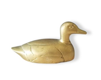 Brass Duck/ Brass Duck Figurine/ Brass Animal/ Lodge/ Brass Bird/ Duck/ Brass Duck Bookend/ Bookend/ Mid Century Brass/ Brass paperweight