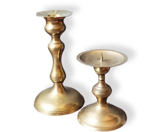 Vintage Brass Candlesticks/ Mismatched set of Brass Candlesticks/ Brass Candlestick Lot/ Brass Candleholders/ Pillar Candle Holder/ Taper