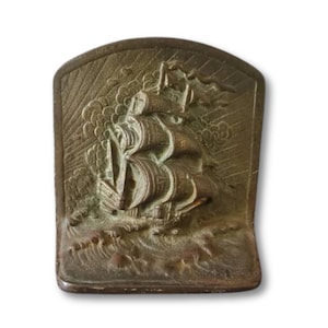Cast Iron Ship bookend with a Bronze Appearance