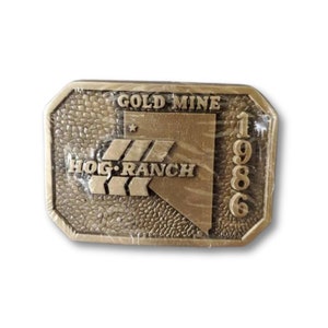 Brass Belt Buckle circa 1986 Hog Ranch