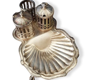International Silver Co Silver Soldered Shell Tray 1915/ Shell Tray with accessories/ NYC Hotelware/ Hotel McAlpin Serving Tray/ NYC Gift